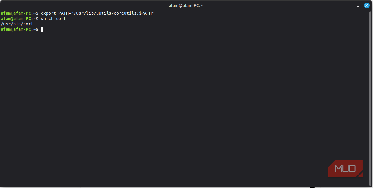 تغییر موقت PATH