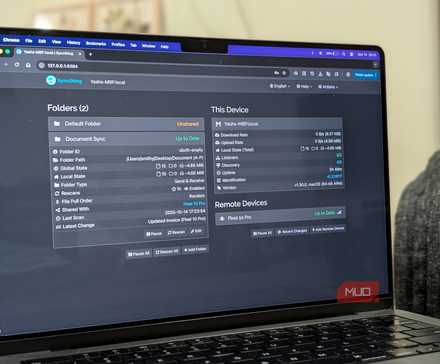 Syncthing web GUI in Chrome on a MacBook.