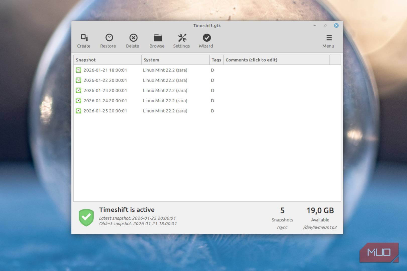 برنامه Timeshift