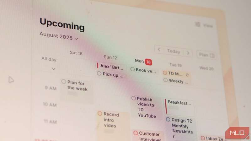نمای تقویم Todoist.