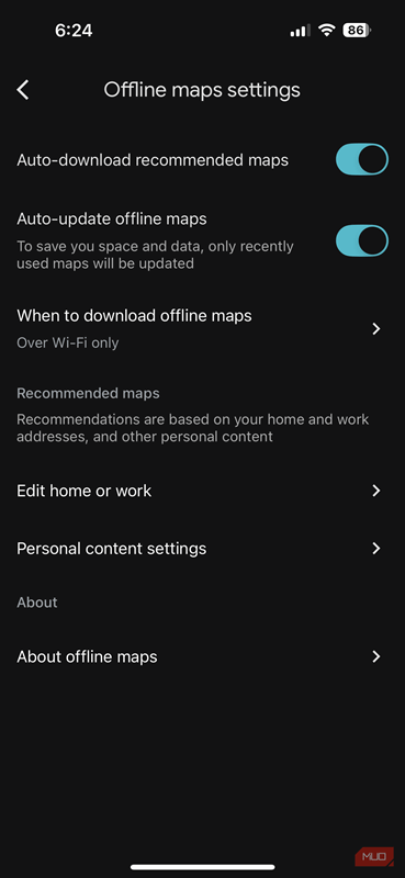 روشن کردن به‌روزرسانی خودکار نقشه‌های آفلاین در Google Maps