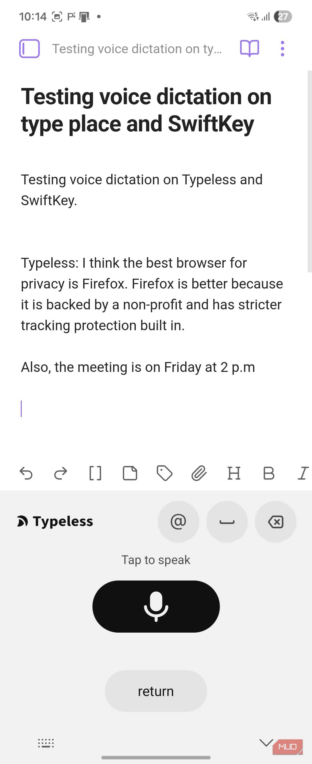 آزمون تایپ صوتی Typeless در Obsidian. (3)