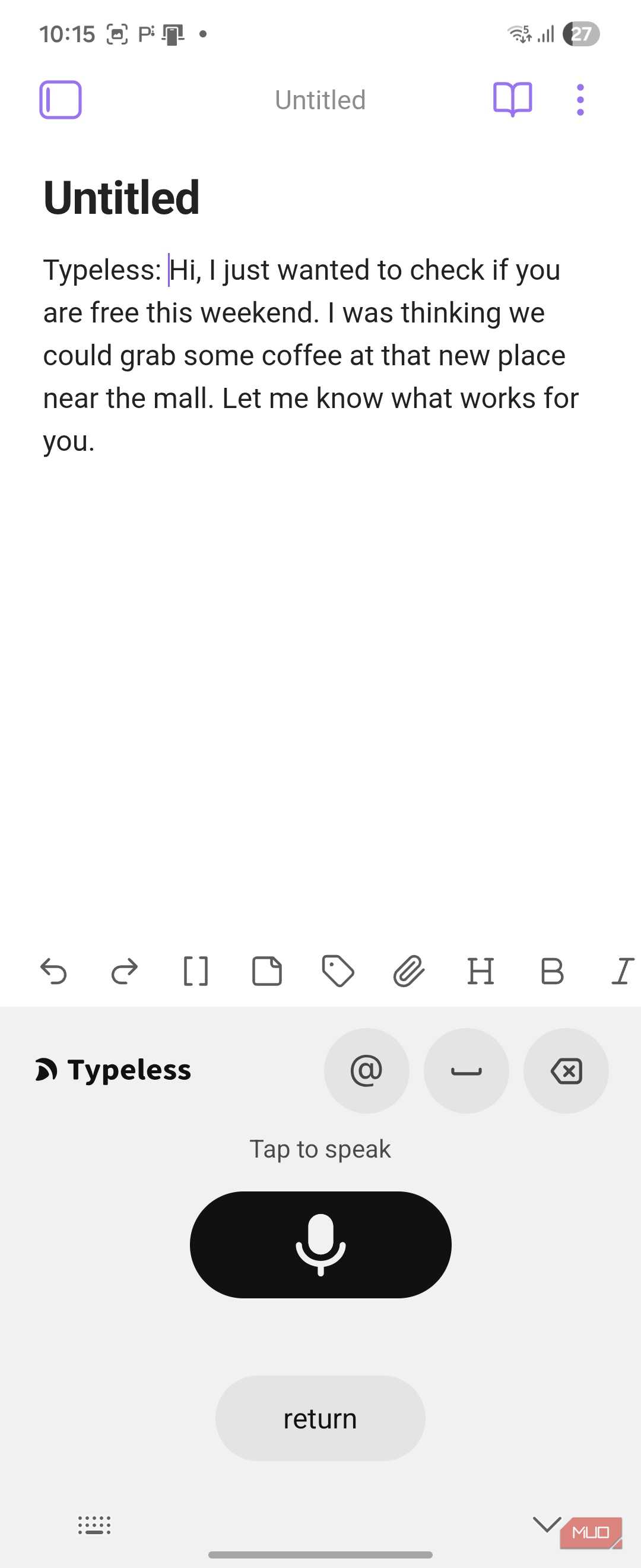 آزمون تایپ صوتی Typeless در Obsidian. (4)