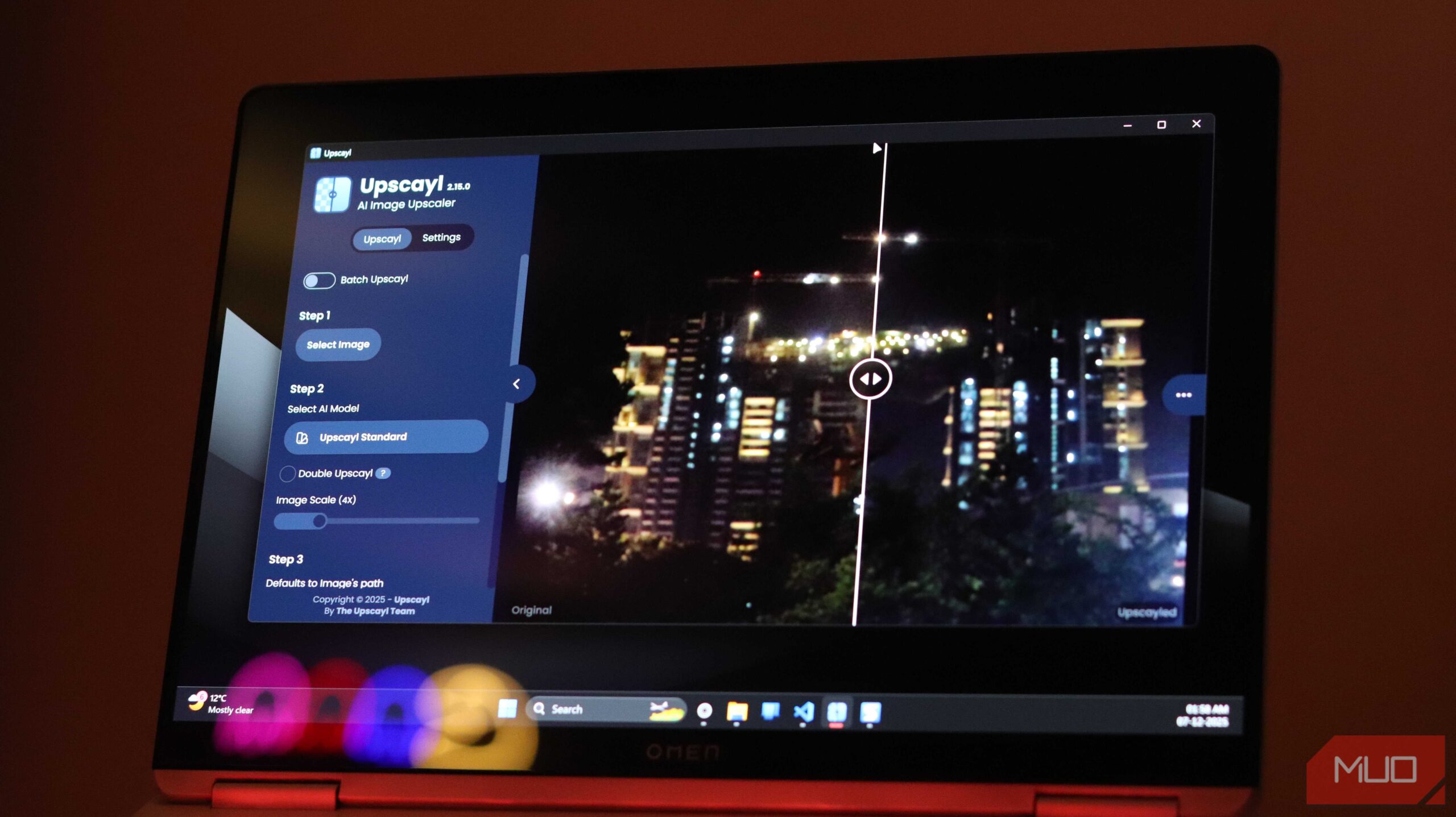 اجرای Upscayl بر روی لپ‌تاپ ویندوز ۱۱.
