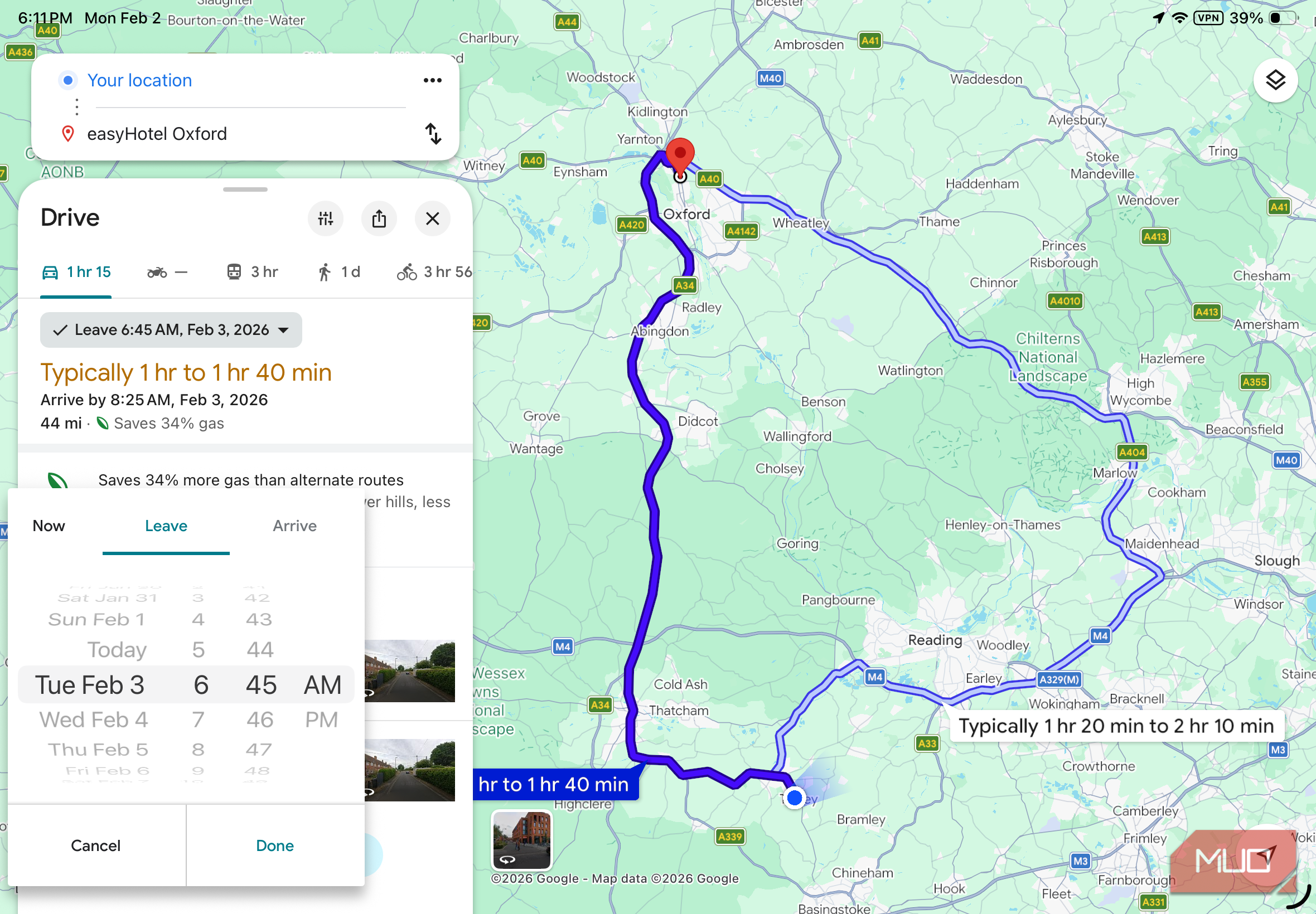 استفاده از زمان «Depart At» در Google Maps.