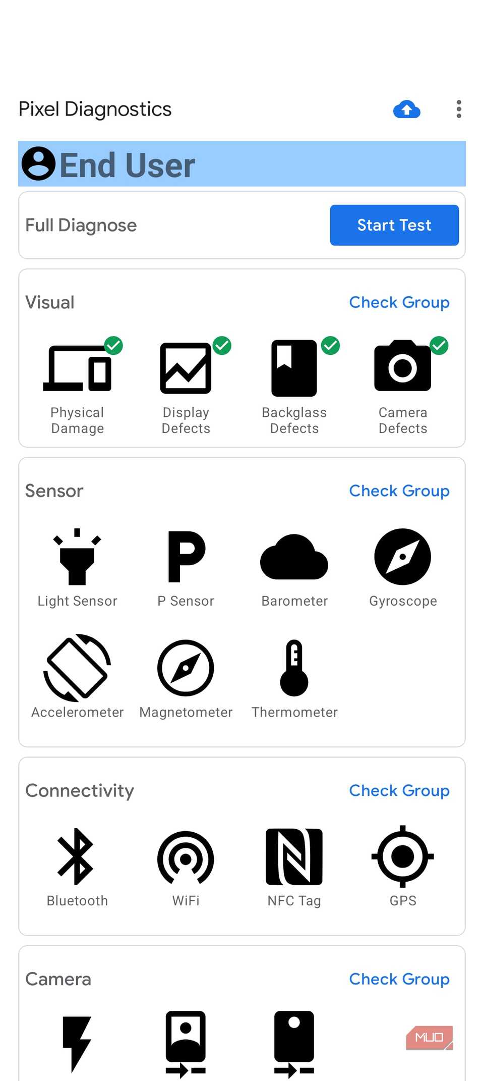 بررسی‌های بصری در منوی تشخیص پیکسل تکمیل شد