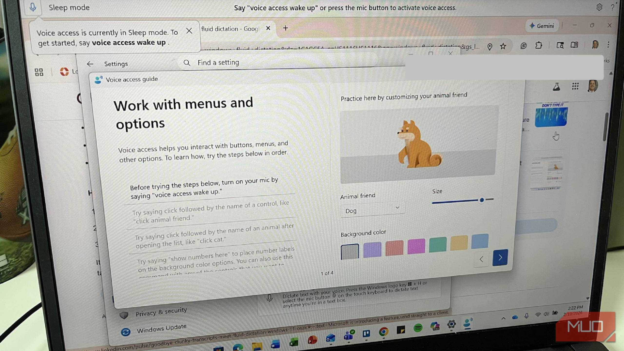 یک گام در راهنمای دسترسی صوتی در ویندوز ۱۱