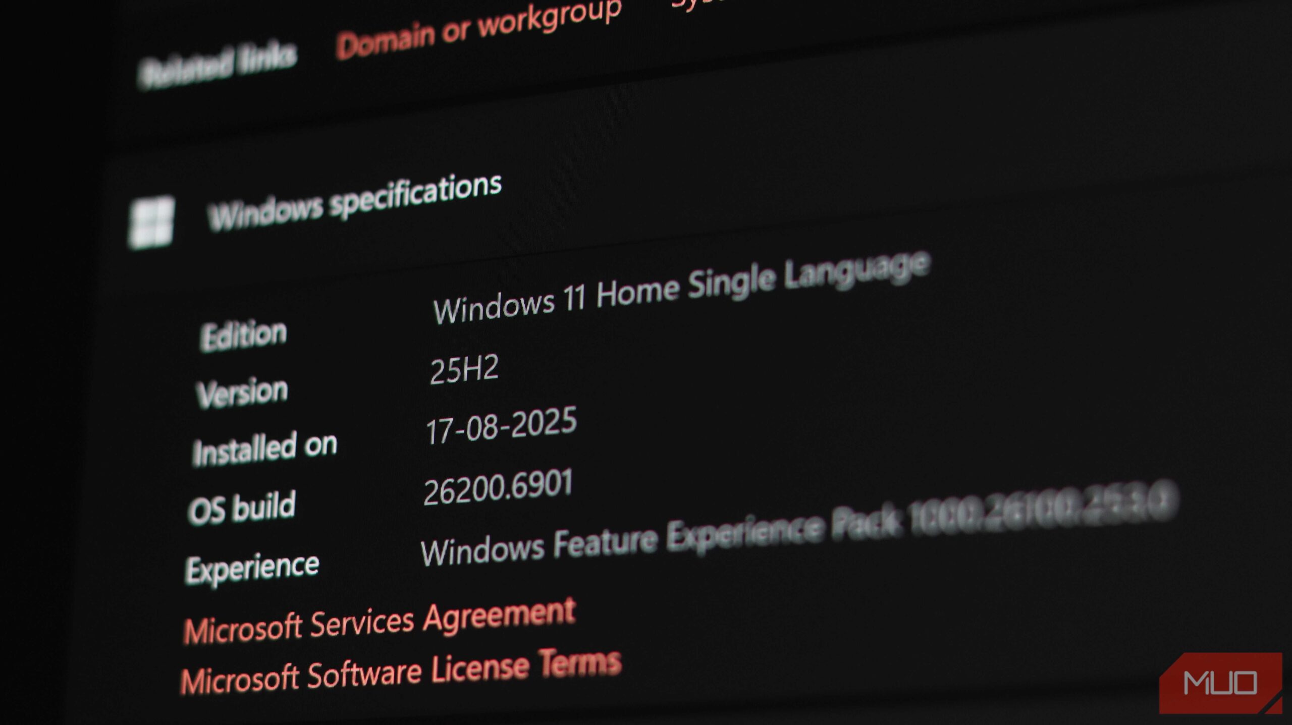 صفحه اطلاعات سیستم ویندوز ۱۱ نسخه ۲۵H2.
