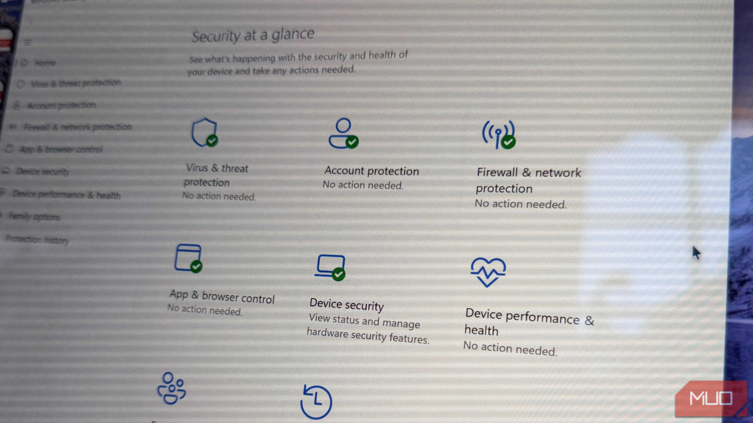 صفحهٔ امنیت در یک نگاه در ویندوز 11