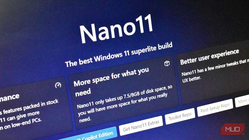 صفحه ساخت نصب ویندوز نانو11 بدون اجزاء اضافی