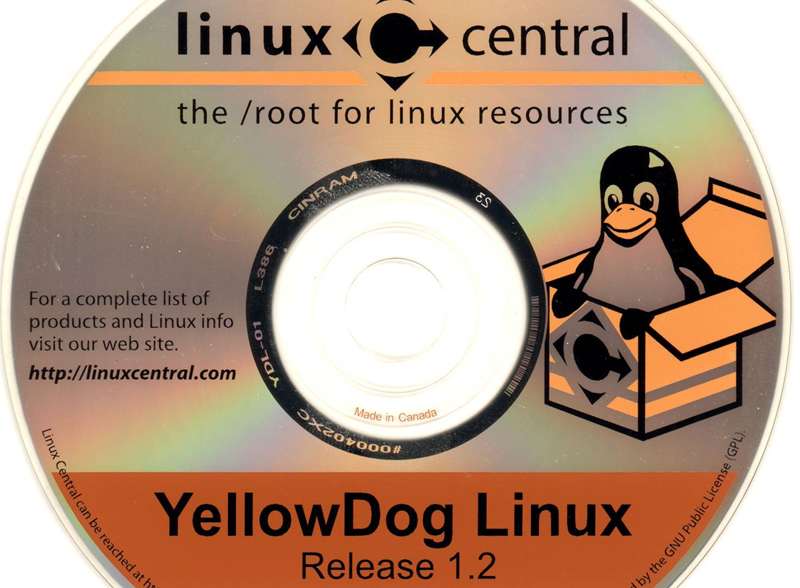برچسب دیسک CD Yellow Dog Linux 1.2