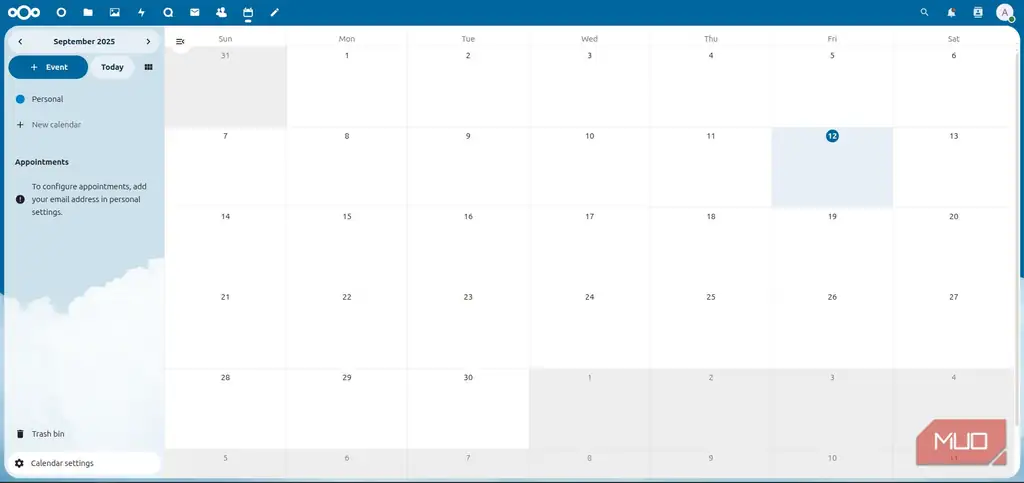 تقویم من در Nextcloud