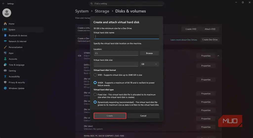 صفحهٔ استفاده از قابلیت Windows 11 Dev Drive