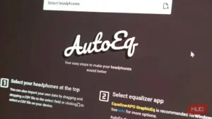 صفحه اصلی وب‌سایت AutoEQ روی نمایشگر لپ‌تاپ