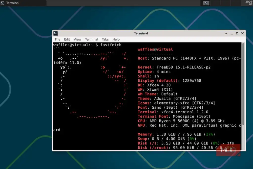 محیط دسکتاپ Xfce روی FreeBSD