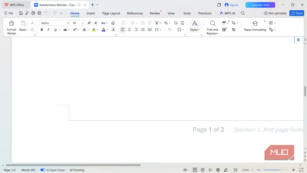 خطوط خاکستری پیرامون سلول‌ها در WPS Office