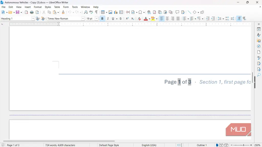 خطوط خاکستری پیرامون سلول‌ها در LibreOffice Writer