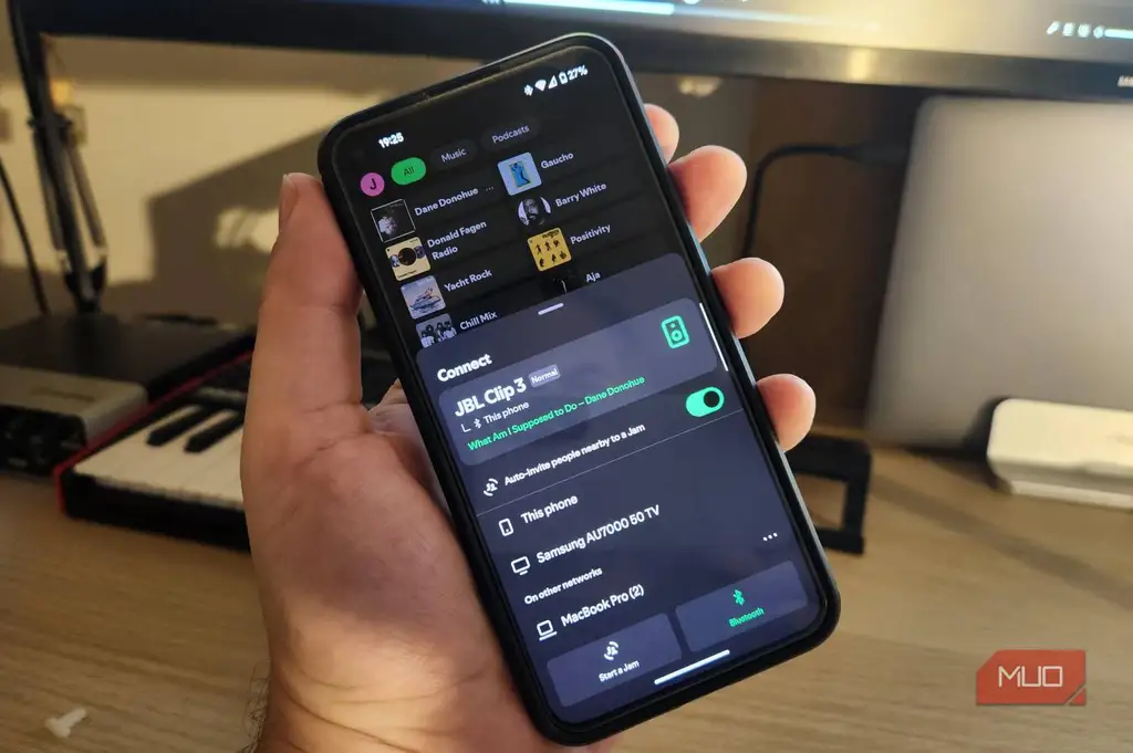گزینه‌های Spotify Connect در گوشی هوشمند