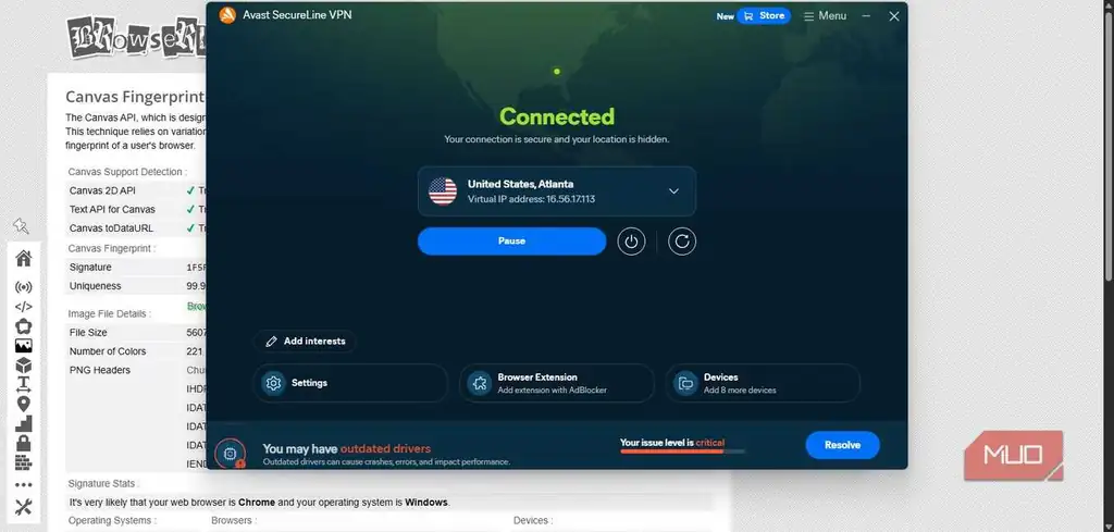 رابط کاربری Avast SecureLine VPN