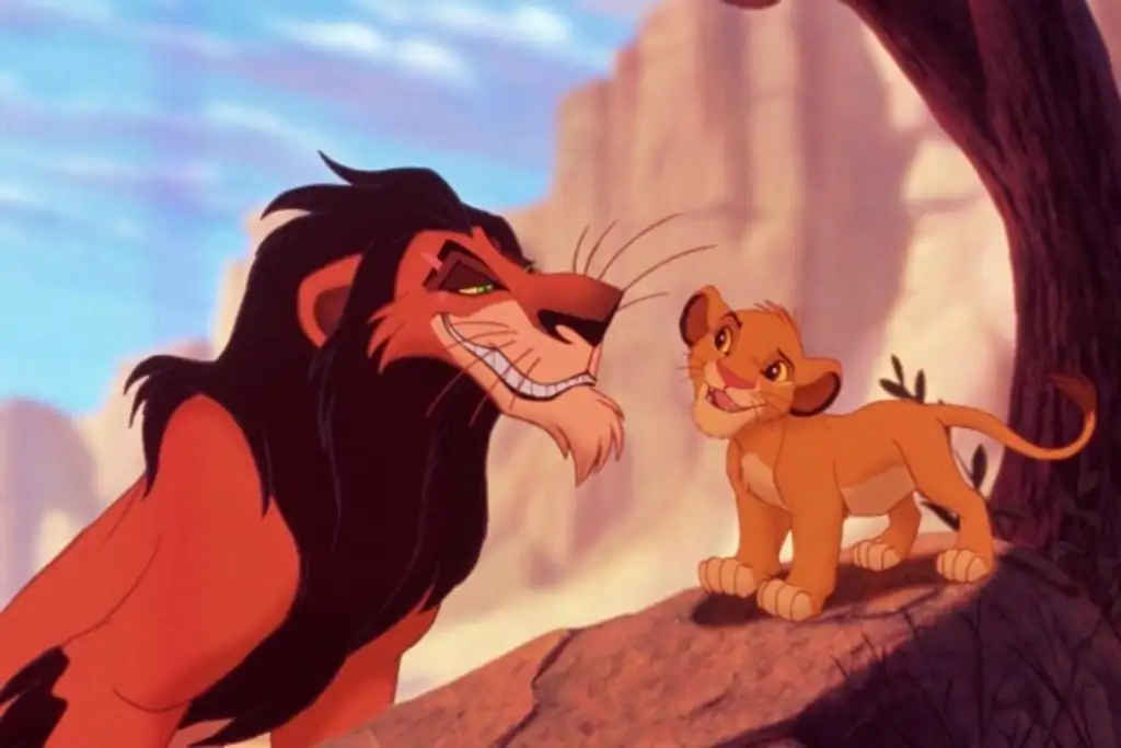 صحنهای از فیلم The Lion King دیزنی با سیمبا و موفاسا