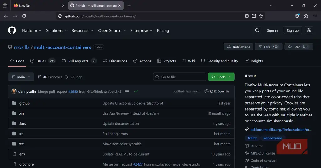 افزونه Multi-Account Containers در گیت‌هاب