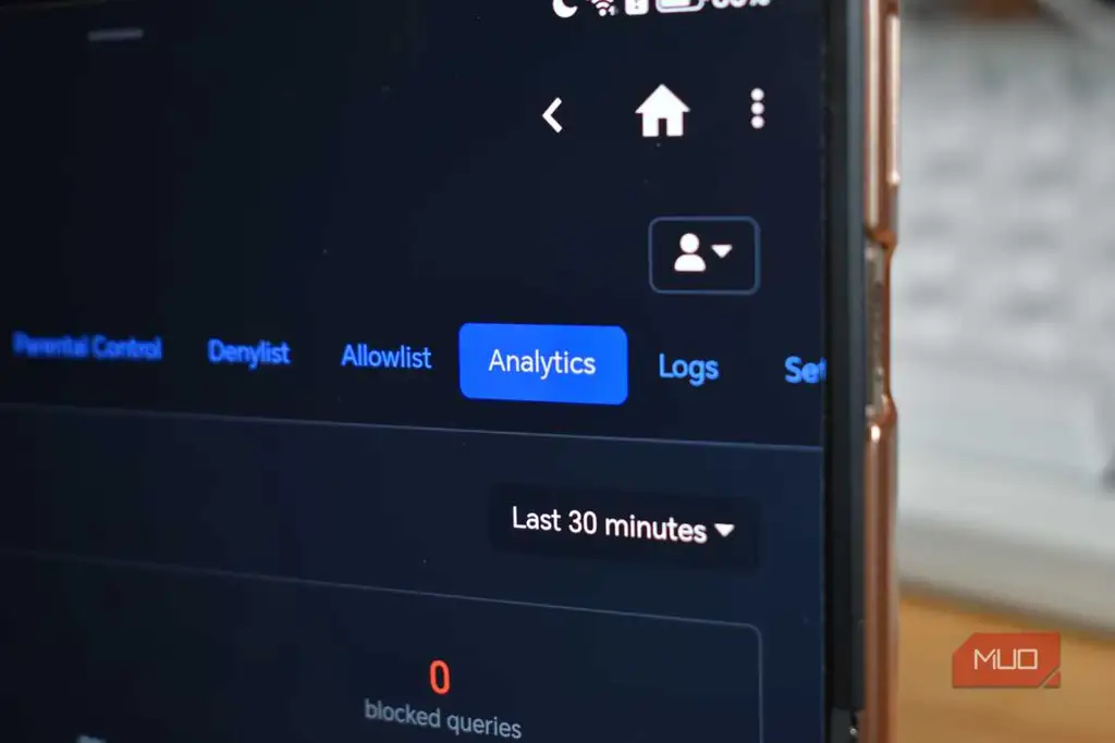تب آنالیتیکس NextDNS در اپلیکیشن اندروید