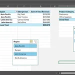 سه PivotTable و دو اسلایسر روی یک شیت مایکروسافت اکسل