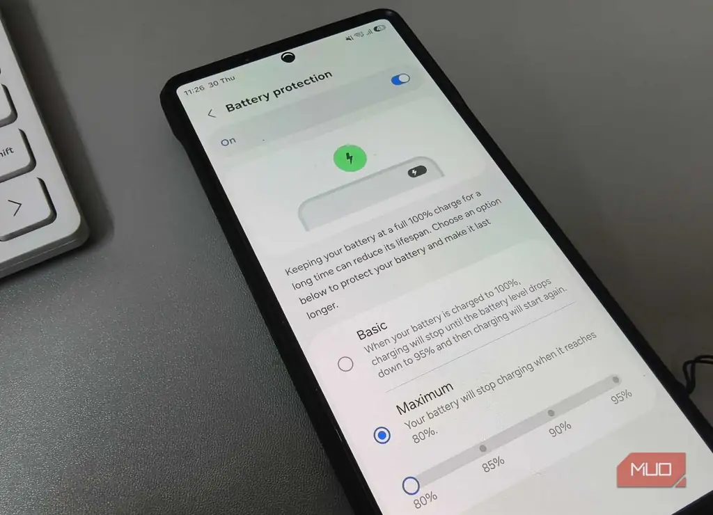 تنظیم محدودیت شارژ با Battery protection