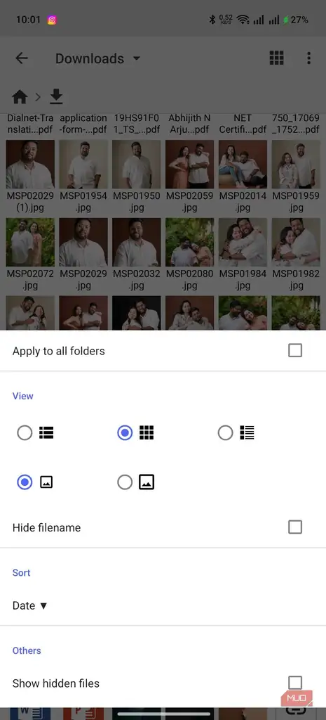 گزینه های مختلف نمایش فایل ها در Cx File Explorer