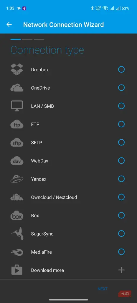 گزینه تنظیم اتصال به فضای ابری در Solid Explorer