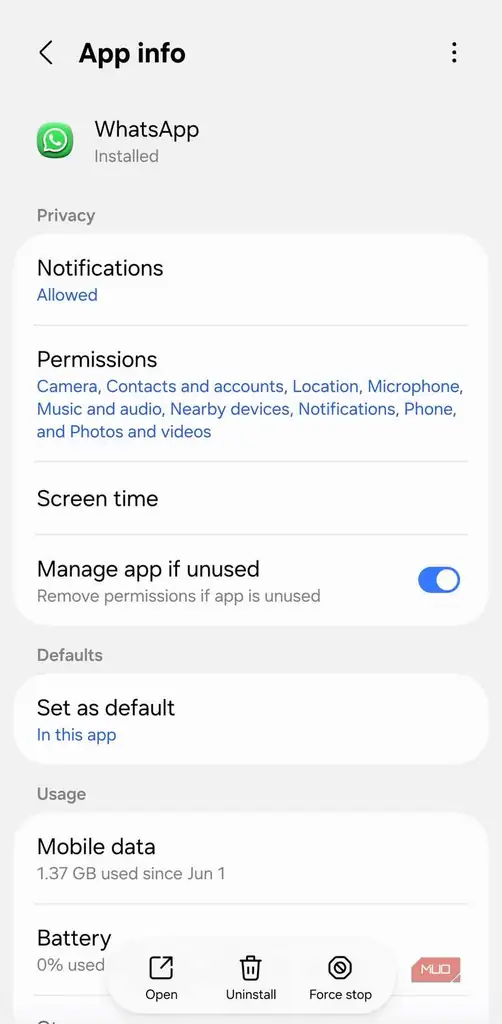 باز کردن تنظیمات اعلان یک برنامه از صفحه اطلاعات آن