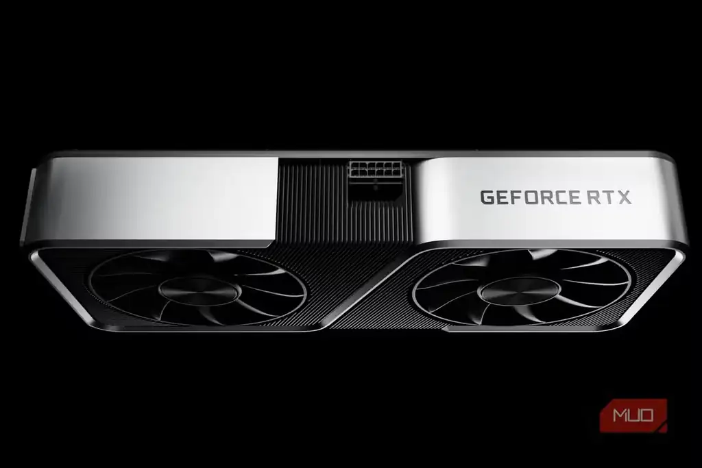 نمای بالایی کارت گرافیک NVIDIA GeForce RTX 3060 با خنککننده دو فن.