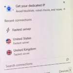 نمایی از گزینه‌های اتصال VPN در اپلیکیشن NordVPN روی گوشی.