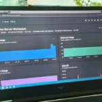 نمای داشبورد مانیتورینگ یک ماشین مجازی Windows Server با آمار لحظه‌ای سیستم.