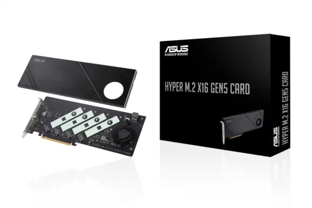 کارت توسعه Asus Hyper M.2 برای نصب چند SSD از نوع NVMe در اسلات PCIe.