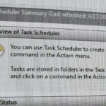 نمای کلی پنجره Task Scheduler در ویندوز با فهرست کارهای زمان‌بندی‌شده.