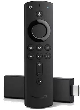 نمایی از Fire TV Stick 4K در کنار تلویزیون برای پخش ویدئوی 4K.