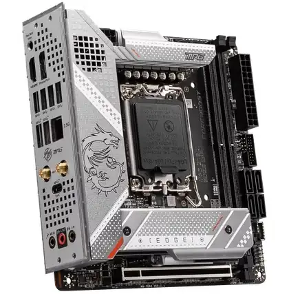 مادربرد مدل MPG Z790I Edge WiFi از برند MSI به عنوان نمونهای از بردهای Mini-ITX.