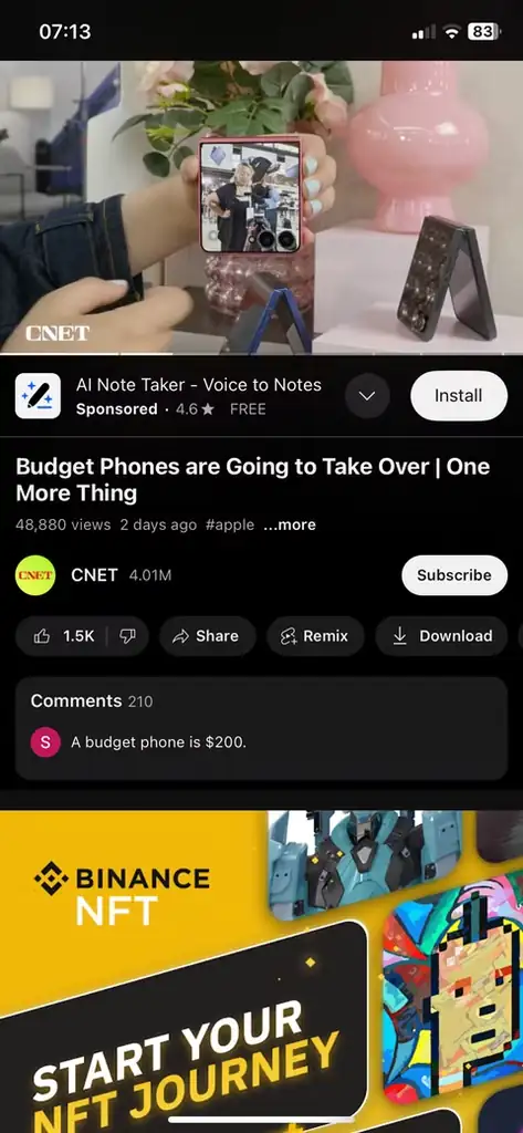 صفحه YouTube با دو تبلیغ همزمان در کنار ویدئو.