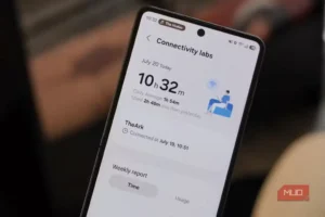 صفحه Connectivity Labs روی یک گوشی Samsung Galaxy برای بررسی وضعیت اتصال.