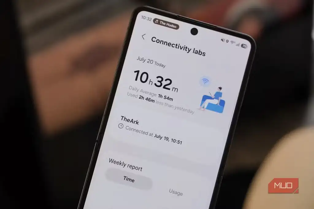 صفحه Connectivity Labs روی یک گوشی Samsung Galaxy برای بررسی وضعیت اتصال.