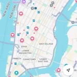 چند مکان ذخیره‌شده در فهرست Favorites داخل Google Maps.