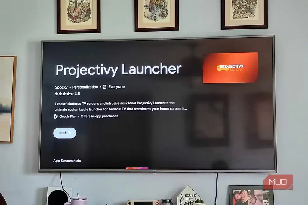 صفحه دانلود Projectivy Launcher از Google Play Store روی Google TV.