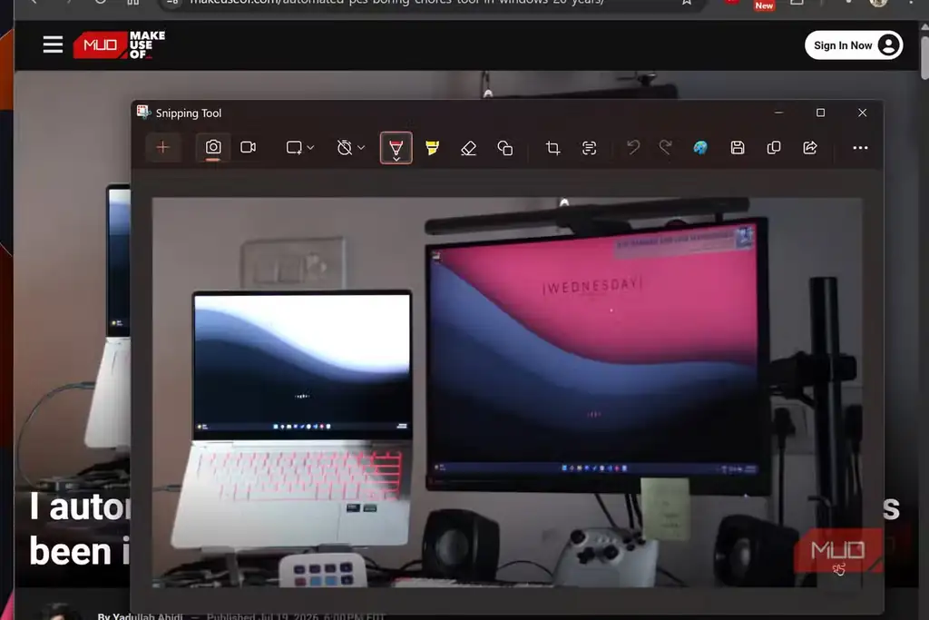 استفاده از ابزار نشانگر در Snipping Tool ویندوز ۱۱.