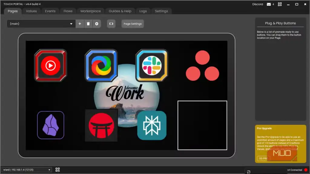 افزودن یک دکمه یا آیتم تازه در محیط Touch Portal.