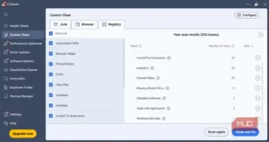 نتایج اسکن رجیستری در CCleaner روی ویندوز.