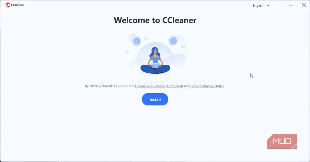 صفحه آغاز نصب CCleaner روی ویندوز.
