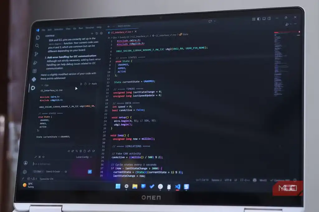 نمای VS Code همراه افزونه Continue AI روی Windows 11.