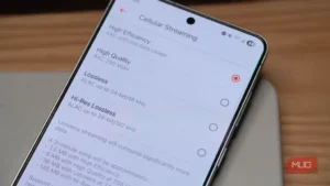 نمایی از تنظیمات کدک صوتی AAC در یک گوشی Android.
