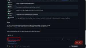 نمایی از فایل‌های انتشار FluentTweaker در GitHub Releases.